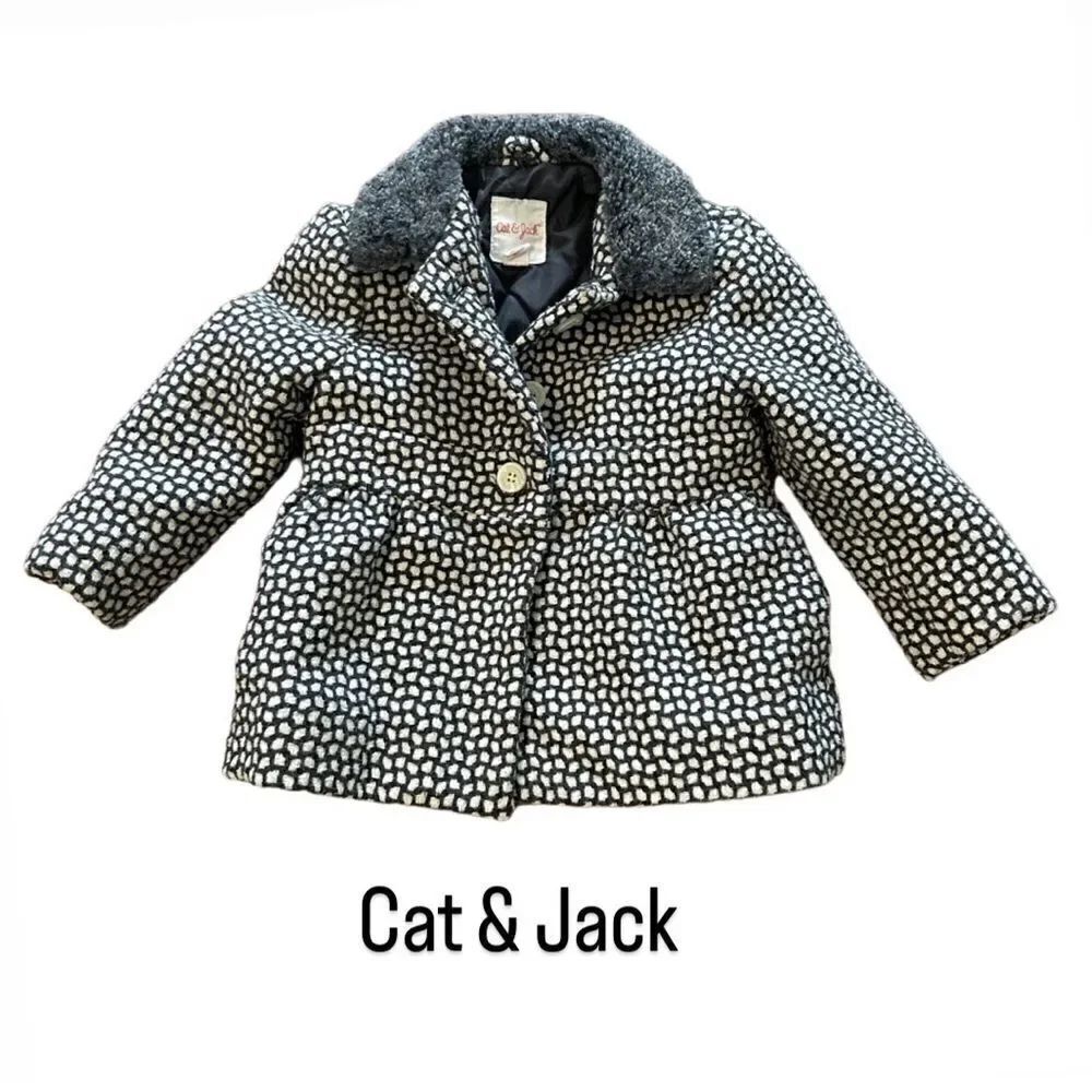 CAT & JACK gray white coat jacket blazer top size 18 months